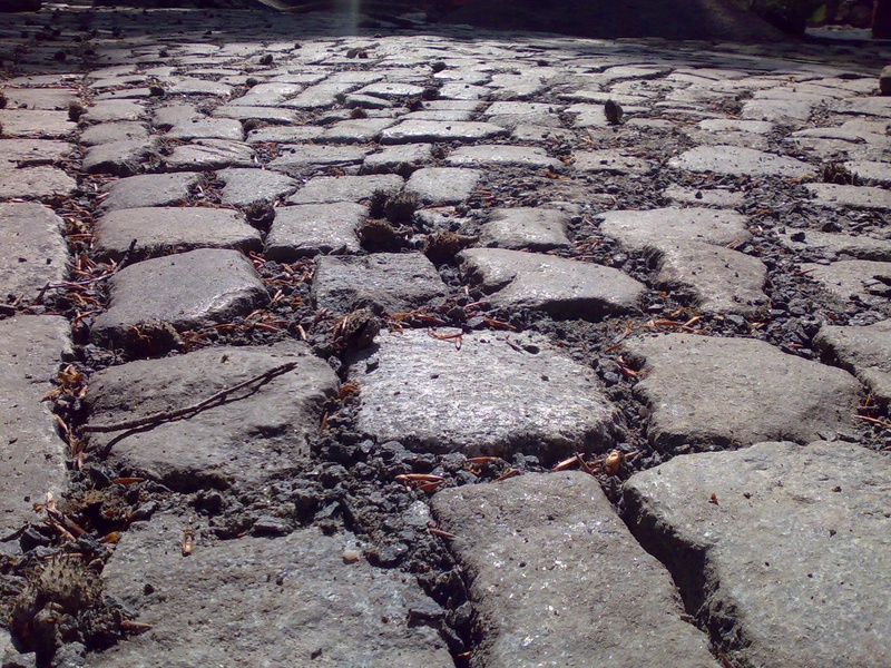 no people, pattern, stone, land, day, material, paving stones, footpath, field, ground, nature, close-up, arid climate, patch, sunlight, textured, surface level