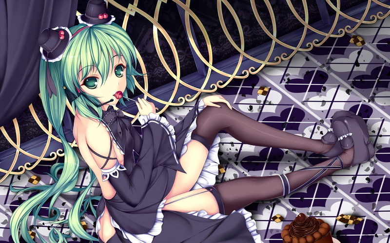 Hatsune Miku, px, art, Anime Girls, x, hd, anime, vocaloid, hatsune, candies, tail, 720P, girls, 1440x900 px, fairy, miku