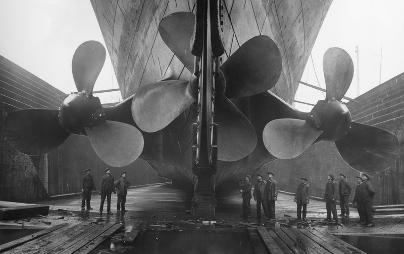 1080P, photography, Dock, Belfast, monochrome, titanic, Propeller, ship