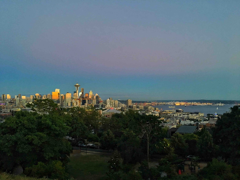 united states, skyline, sky, landscape, residential district, sunset, kerry park, cityscape, pacific northwest, architecture, no people, seattle, nature