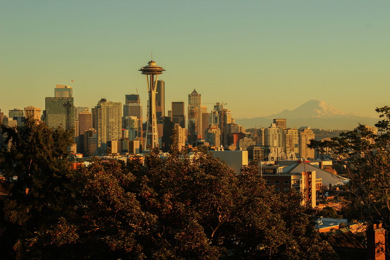 spire, tall - high, outdoors, no people, built structure, skyscraper, sky, space, kerry park, night, travel destinations, mount rainier, clear sky, 5K