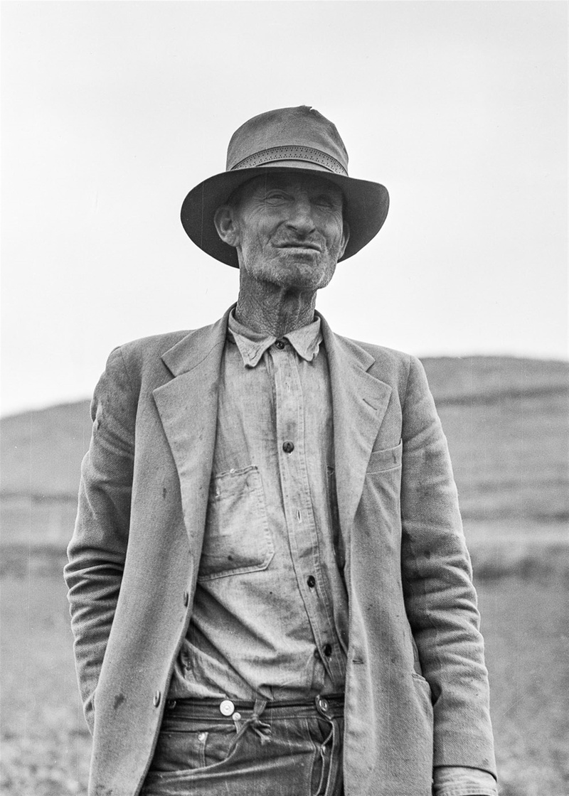 real people, person, history, men, photo, casual clothing, vintage, land, senior men, lifestyles, memories, black And White, farmer, farm, jacket, day