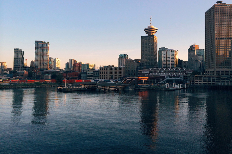 office building exterior, river, urban Scene, British Columbia, sky, cityscape, nature, tower, photos, downtown District, water, near, towers, no people