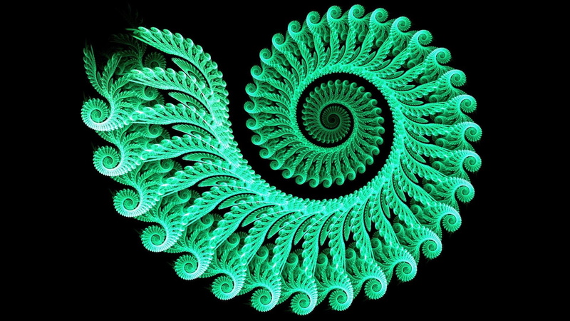 animal themes, backgrounds, lighting equipment, green color, science, lines, swirl, spiral, art and craft, blue, fractal, turquoise colored