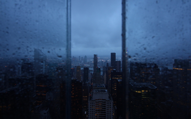 window, rain drops, city, 4K, aerial view, night city, rain, skyscrapers