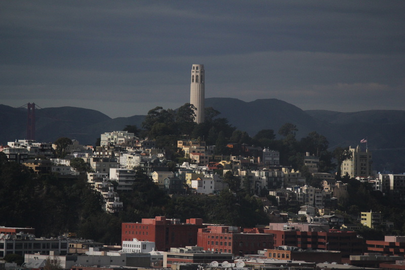 tower, usa, outdoors, no people, nature, coit tower, office building exterior, building exterior, architecture, mountain, buildings, city, smoke stack