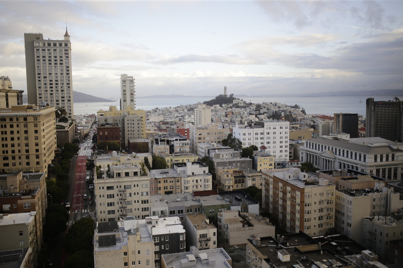 5K, apartment, united states, tall - high, high angle view, sf, building exterior, no people, financial district, day, settlement, coit tower, outdoors