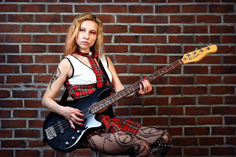 young adult, playing, music, electric guitar, wall, musical instrument, young women, tattoo, arts culture and entertainment, guitar, rock girl, sound, 5K