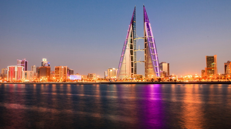 built structure, purple, skyscrapers, financial district, Man Made, urban skyline, nature, sky, skyscraper, building exterior, architecture, illuminated