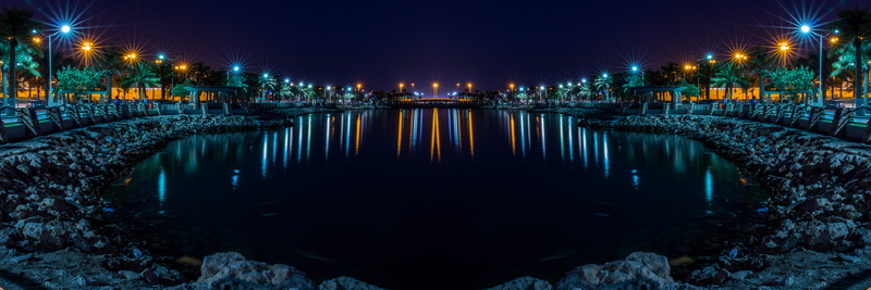 pier, outdoors, street, water, travel destinations, coast, tree, front, bahrain, lagoon, tranquility, 8K, sea, night, lighting equipment, shoreline, lighting
