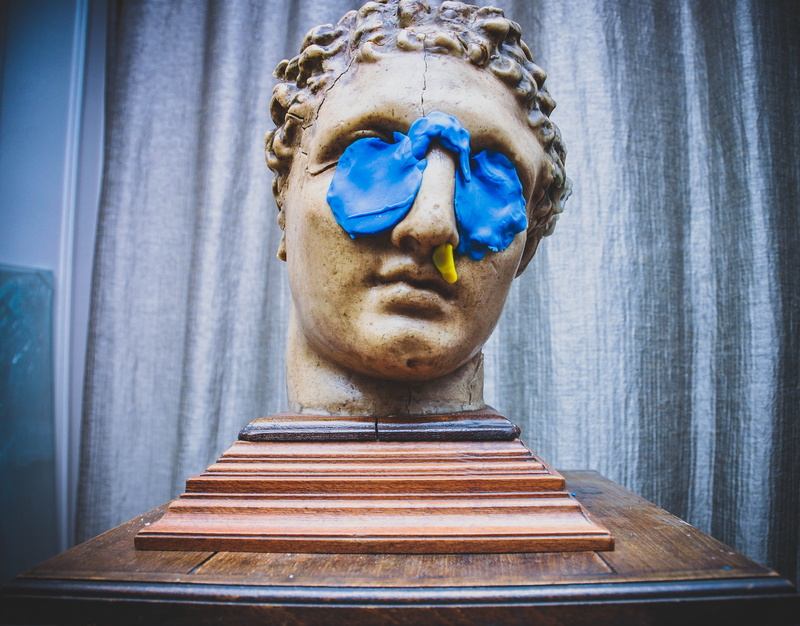 history, blue, archaeology, creativity, s, figurine, indoors, hardwood, architecture, representation, screen, no people, sphere, sculpture, modern art