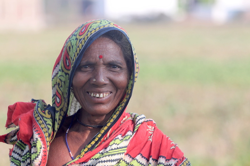 red, headscarf, top, smiling, outdoors, females, only women, adults only, Odisha, traditional, lifestyles, one person, Woman, portrait, mature adult, india