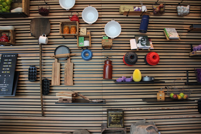 table, no people, food and drink, outdoors, hanging, variation, wood - material, food, large group of objects, Utensils, indoors, architecture, day, multi colored