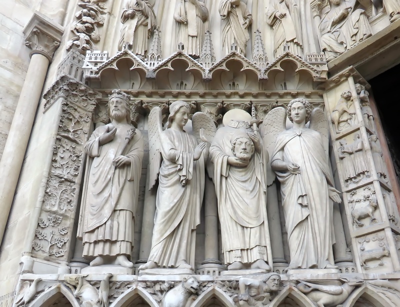 cathedral, europe, church, catholicism, spirituality, no people, human representation, notre-dame, place of worship, male likeness, religion, paris, belief