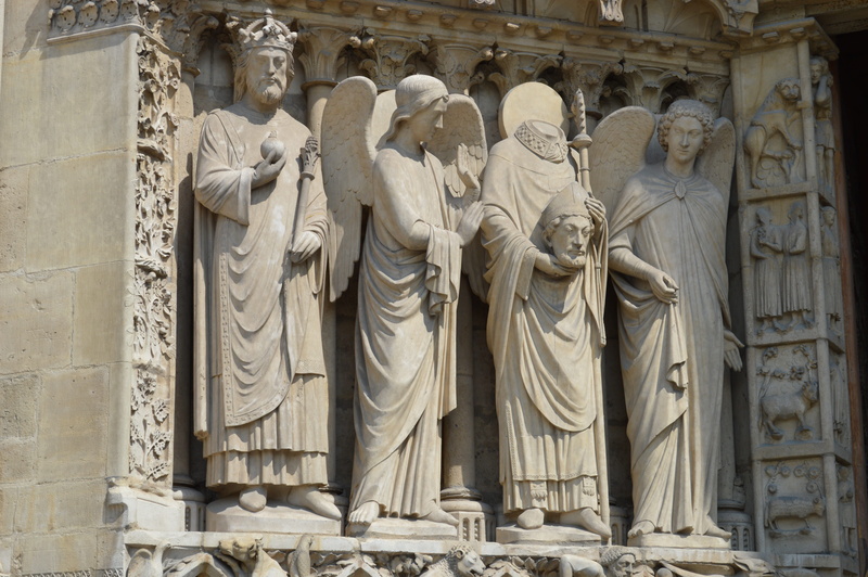 built structure, paris, place of worship, spirituality, religion, art and craft, male likeness, cathedral, carving - craft product, building exterior, the past
