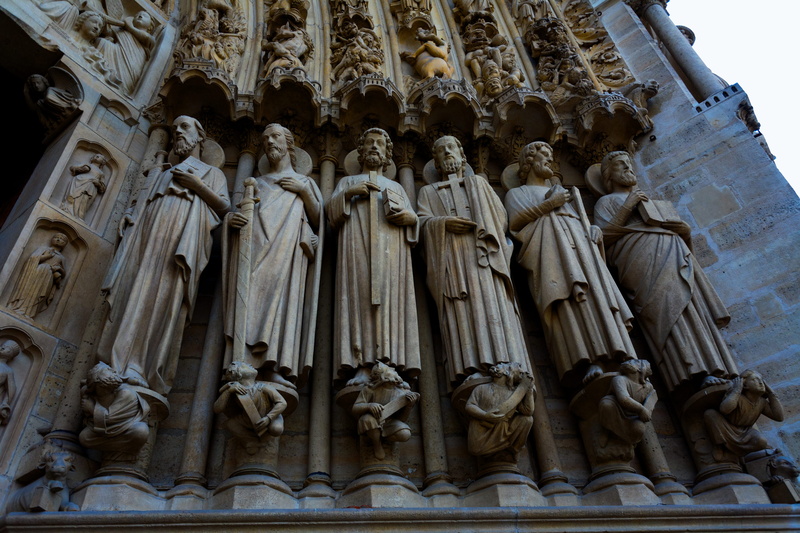 pillar, human, statue, building, paris, person, column, architecture, built structure, human representation, history, portal of the last judgment - saints right side