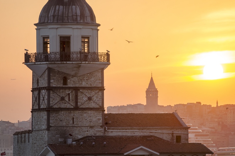 cityscape, europe, sky, sunlight, minaret, town, history, dome, temple, building exterior, turkish, tower, kurds, spirituality, istanbul, orange color