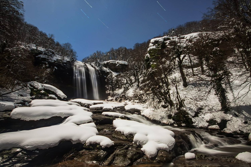 winter, sky, 720P, bursa, waterfall, turkey, snow, tree, landscape, water