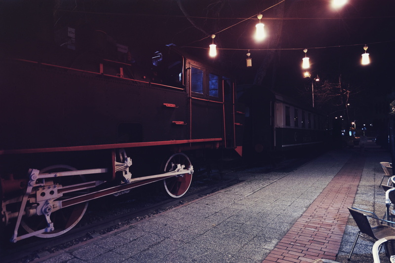 mode of transportation, night, rail transportation, architecture, lighting equipment, city, railroad station, bursa, railroad car, public transportation
