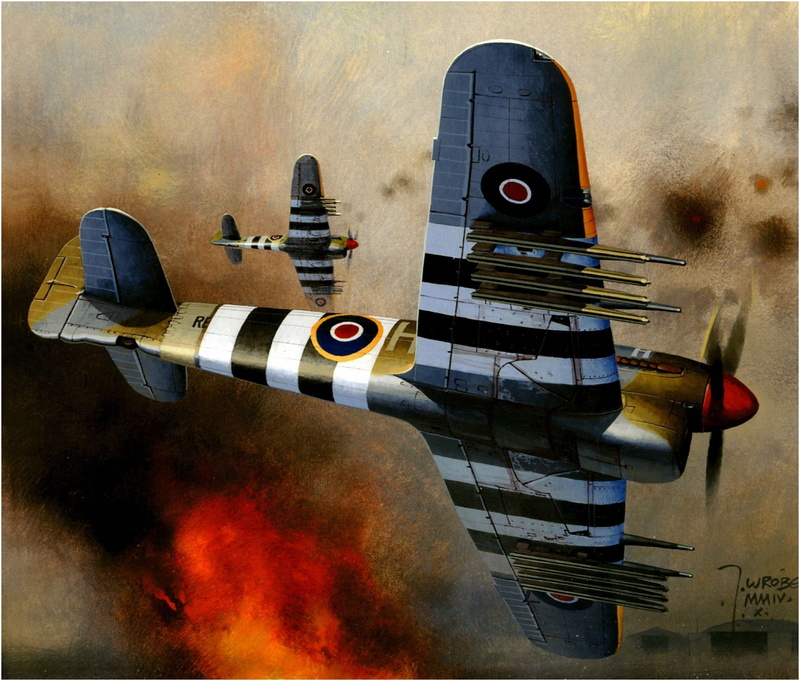 Hawker Typhoon, D Day, 1080P, military, airplane, World War II, aircraft, Military Aircraft