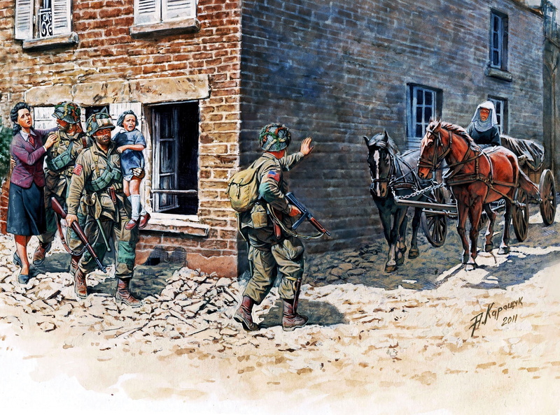 painting, horses, art, 1944, wall, soldiers, brick, 2K, france