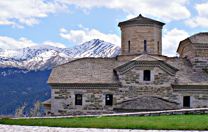 sky, nature, building exterior, place of worship, faith, scenics - nature, mountain, mountain range, cloud - sky, winter, 4K, spirituality, byzantium