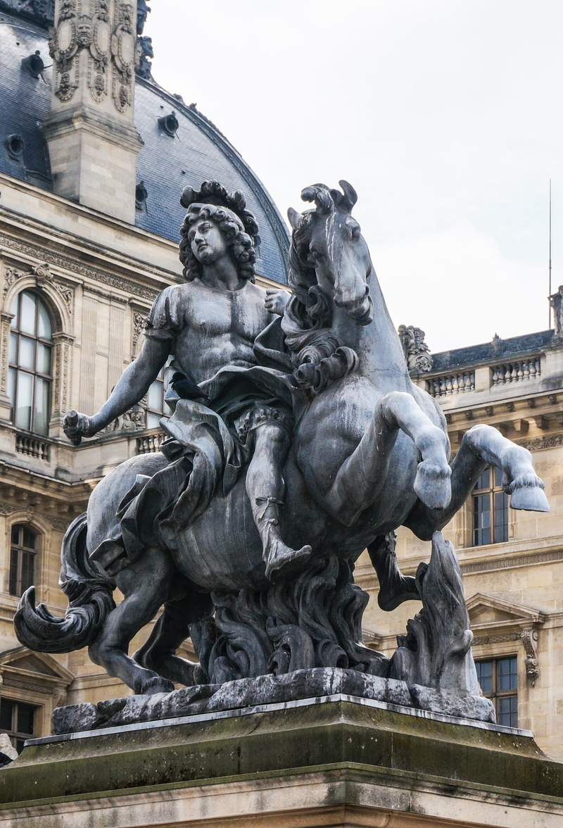 Monument, the past, France, Louvre, no people, city, creativity, human representation, travel destinations, statue, Paris, craft, sculpture, 1080P, male likeness
