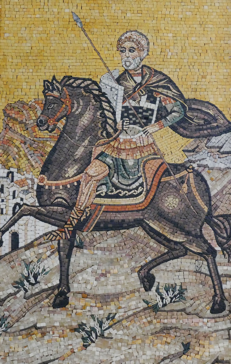 reiter, belief, georg, mosaic, indoors, creativity, christianity, sculpture, church, travel destinations, spirituality, christian, madaba, jordan, architecture