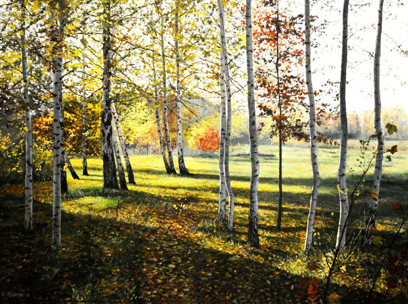 grass, sunlight, forest, day, growth, andquot;Warm dayandquot;, autumn, tree, environment, change, autumn collection, outdoors, canvas, land, trunk