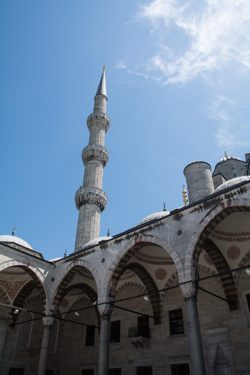 no people, sultan ahmet mosque, blue mosque, religion, history, sky, outdoors, built structure, low angle view, minaret, 5K, place, tourism, travel, building exterior