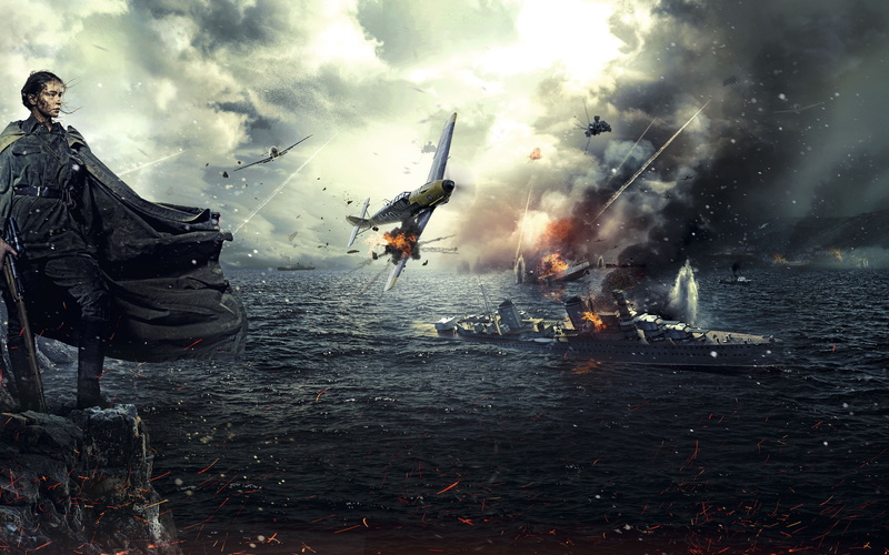 fighter, illustration, planes, person, sevastopol, 4K, cape, rocky, looking, wearing, black, standing, battle, cliff