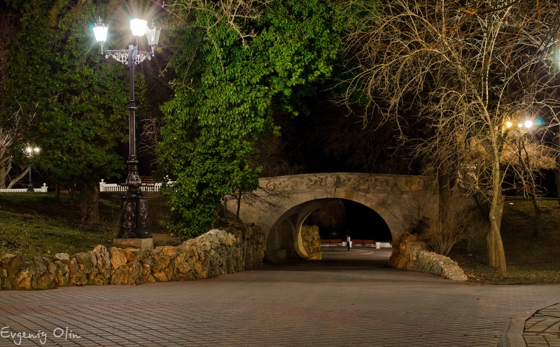 4K, night, architecture, no people, tree, connection, architectural column, park, Bridge, arch bridge, the way forward, built structure, Sevastopol, lighting equipment