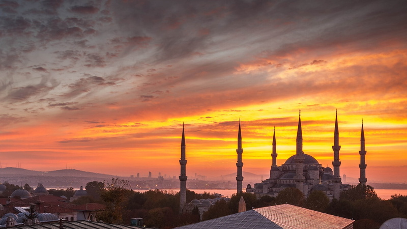 istanbul, turkey, tree, sunset, landscape, scenery, city, sky, 1080P, clouds, beauty, natural, turkiye