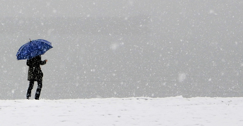 1080P, ago, umbrella, winter, people, Blizzard