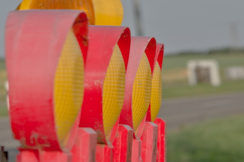 attention, lamp, warning lights, traffic sign, warning light, selective focus, caution, ribbon, yellow, vibrant color, still life, outdoors, ribbon - sewing item