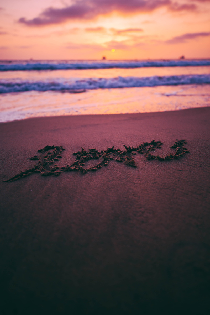 letter, seashore, writing, relaxation, outdoors, waters Edge, backgrounds, landscape, word, water, travel Destinations, sky, travel, nature, sunset, tropical Climate