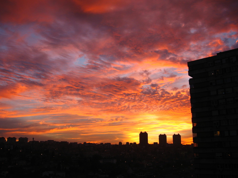 evening, nature, silhouette, outdoors, no people, city, tall - high, romantic sky, 2K, dramatic sky, residential district, sunset, office building exterior