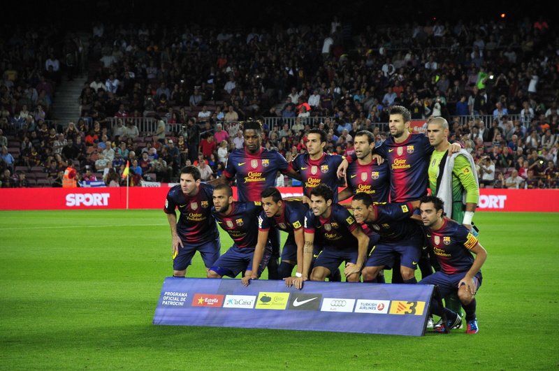 competition, sitting, watching, women, 4K, grass, Camp Nou, real people, Mascherano, large group of people, Valdes, leisure activity, soccer, athlete