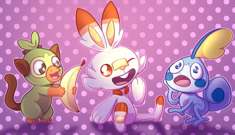 Pokémon, Sobble (Pokémon), 1080P, Scorbunny (Pokémon), Grookey (Pokémon), Pokémon: Sword and Shield