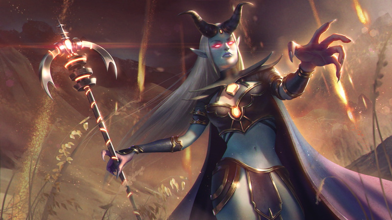 art, MAG, Amadea, girl, hon, horns, 4K, Prophet of the Damned, Heroes of Newerth, prophet