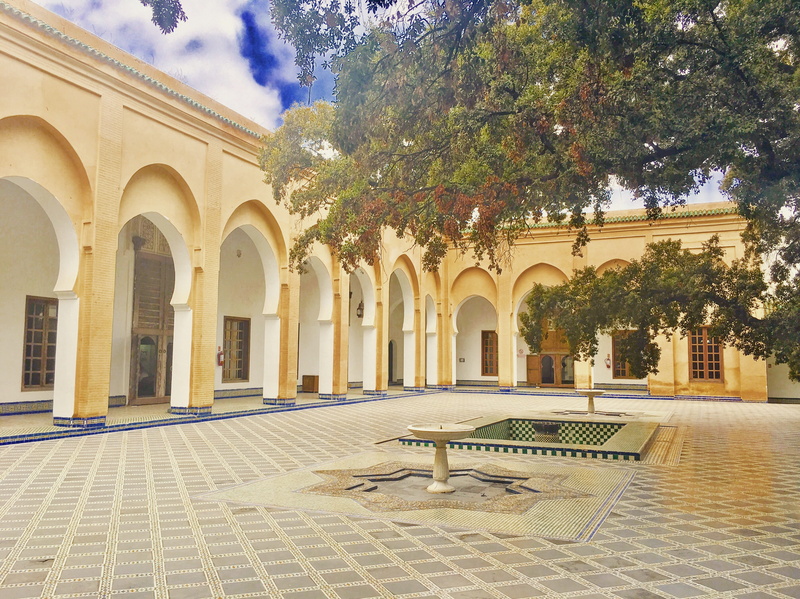 day, sky, belief, courtyard, plant, 4K, the past, fes, tree, building exterior, history, religion, spirituality, no people, outdoors, paving stone, architecture