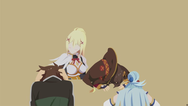 Aqua (KonoSuba), Minimalist, Kazuma Satou, KonoSuba – God’s blessing on this wonderful world!!, 1080P, Anime, Megumin (KonoSuba), Darkness (KonoSuba)