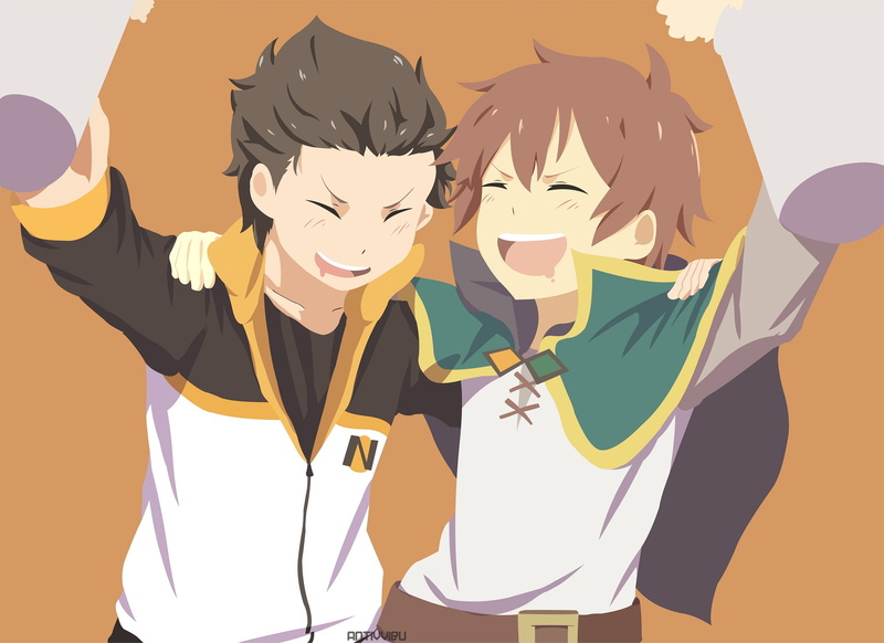 Re:ZERO -Starting Life in Another World-, Anime, Crossover, KonoSuba – God’s blessing on this wonderful world!!, Subaru Natsuki, 1080P, Kazuma Satou