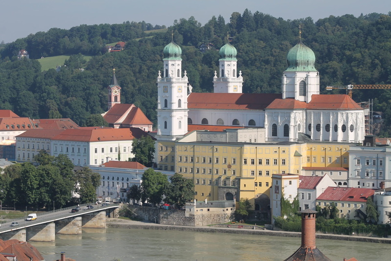 place of pilgrimage, historic center, old, traditionally, 1080P, pilgrimage, dome, city, water, danube, residential district, passau, plant, spirituality