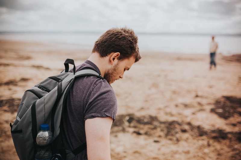 walking, nature, beach, beside, lifestyles, backpack, 2K, gray, one person, outdoors, guy travel, wearing, hike, hiker, selective, photography, shore