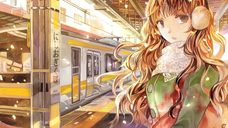 travel, 1080P, human representation, day, anime girls, anime, no people, brown eyes, glass - material, long hair, open mouth, representation, mode of transportation