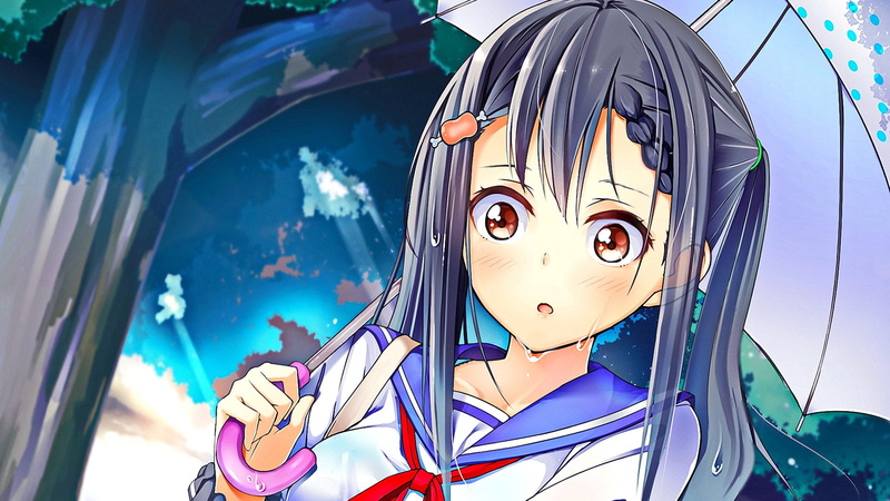 day, nature, umbrella, brunette, anime girls, 1080P, male likeness, human representation, portrait, outdoors, amusement park ride, no people, art and craft