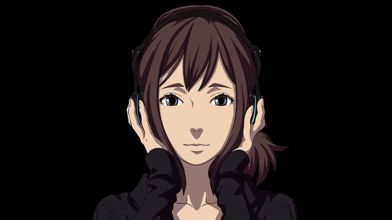hair, short, anime, jikan, headphones, hd, eve, vector, black, people, time, brunettes, background, 1080P, girls, art, sammy