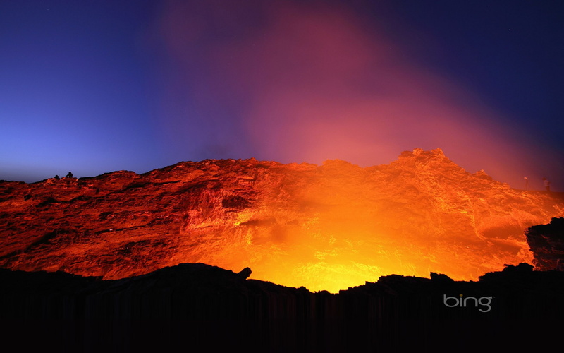 mountain, landscape, smoke - physical structure, no people, lava, night, power in nature, scenics - nature, widescreen, erupting, cloud - sky