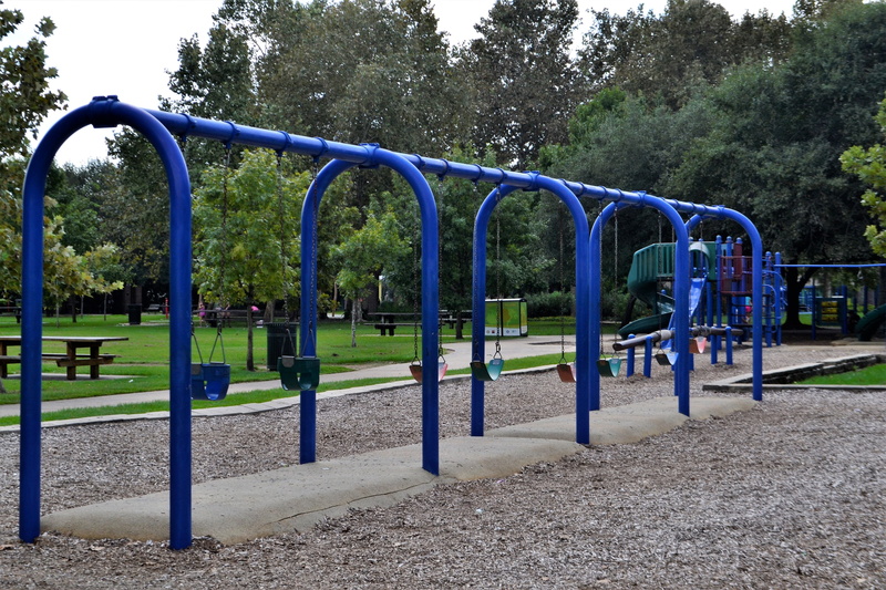 preschooler, summer, park, outdoor play equipment, children, peaceful, houston, usa, baby, 4K, nature, fun, swings, herman park, kids, day, steel, curved